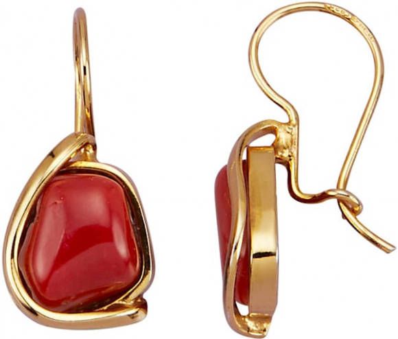 Diemer Farbstein Oorbellen met koraal Zilverkleur