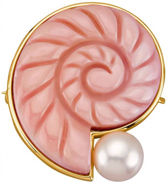 diemer perle Broche met roze Conch parel Roze