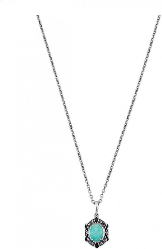 Esse Hanger met ketting met amazonieten en markasieten Zilverkleur