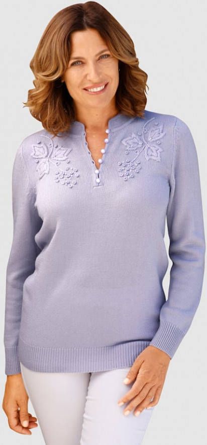 Paola Trui met geborduurde bloemen Lila