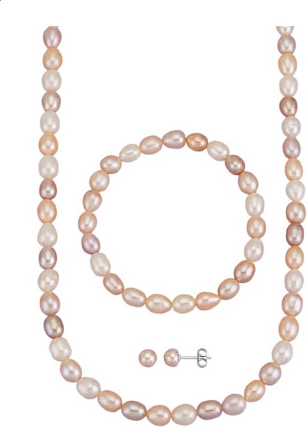 KLiNGEL 3 delige sieradenset Met cultivé zoetwaterparels Multicolor