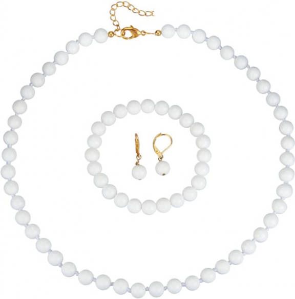 KLiNGEL 3 delige sieradenset met jade Wit