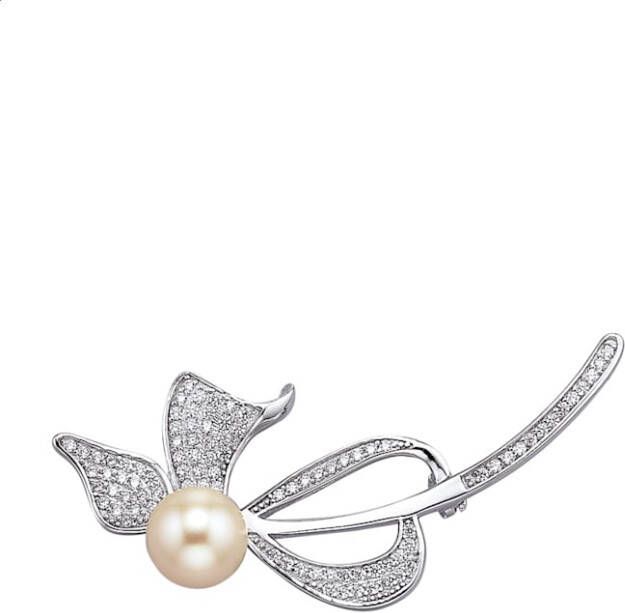 KLiNGEL Broche met cultivé zoetwaterparel, van echt zilver Zilverkleur