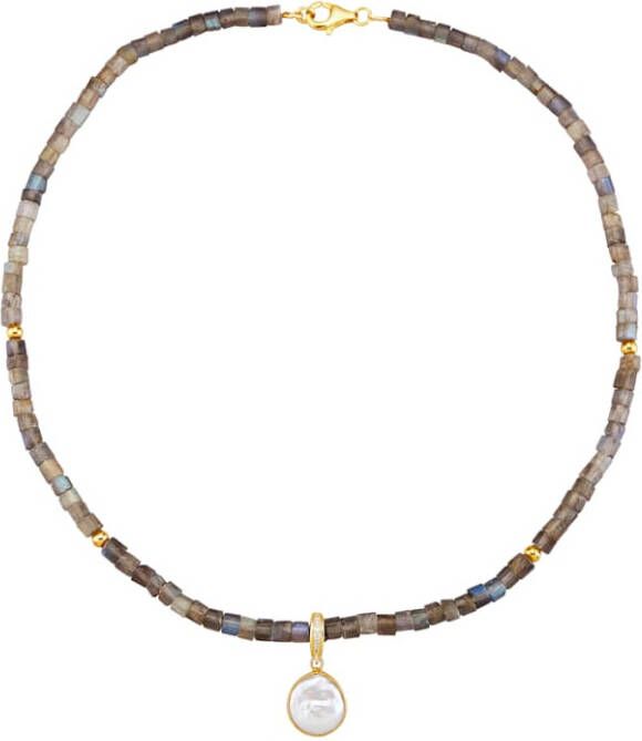 KLiNGEL Cliphanger met ketting met cultivé zoetwaterparel en labradoriet Multicolor
