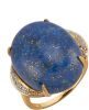 KLiNGEL Damesring met lapis lazuli cabochon en synth. zirkonia's, van echt zilver Goudkleur online kopen
