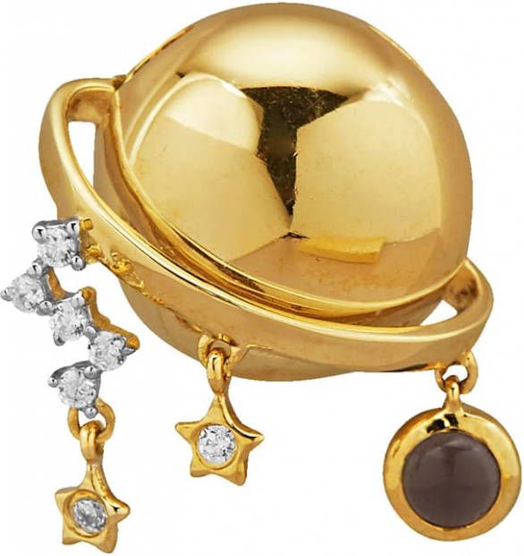 KLiNGEL Hanger Maandsteen Juli met rookkwarts Geelgoudkleur