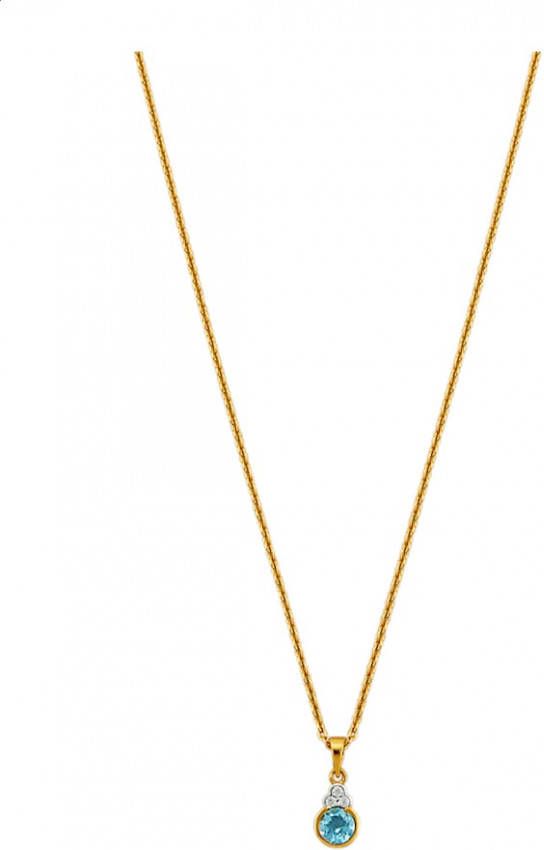 KLiNGEL Hanger met ketting met 1 Swiss blauwtopaas Goudkleur