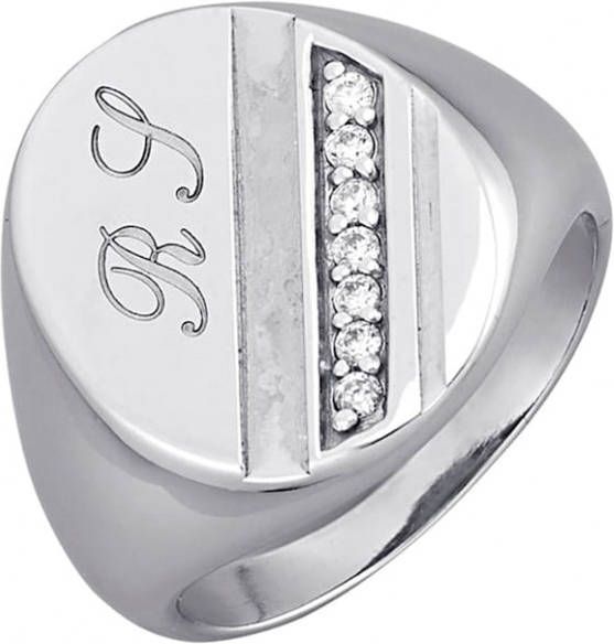 WENZ Herenring met monogram Wit