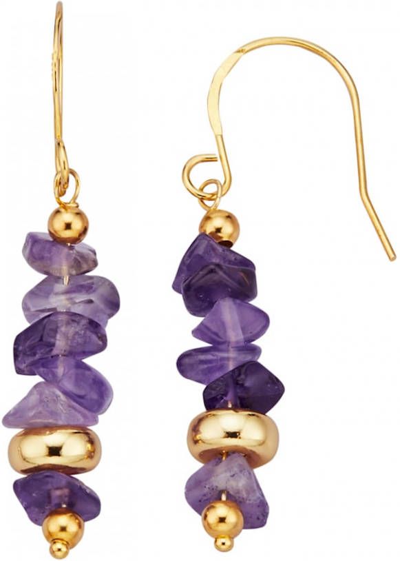 KLiNGEL Oorbellen met amethisten Goudkleur