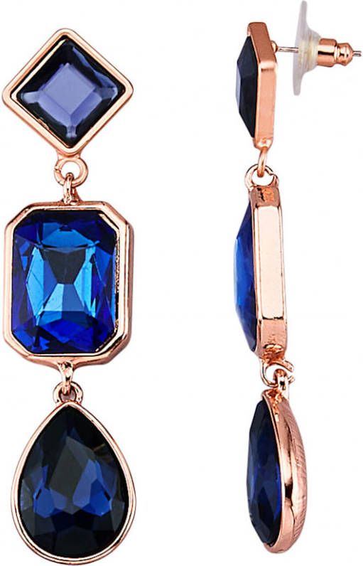 KLiNGEL Oorbellen met blauwe glasstenen Goudkleur