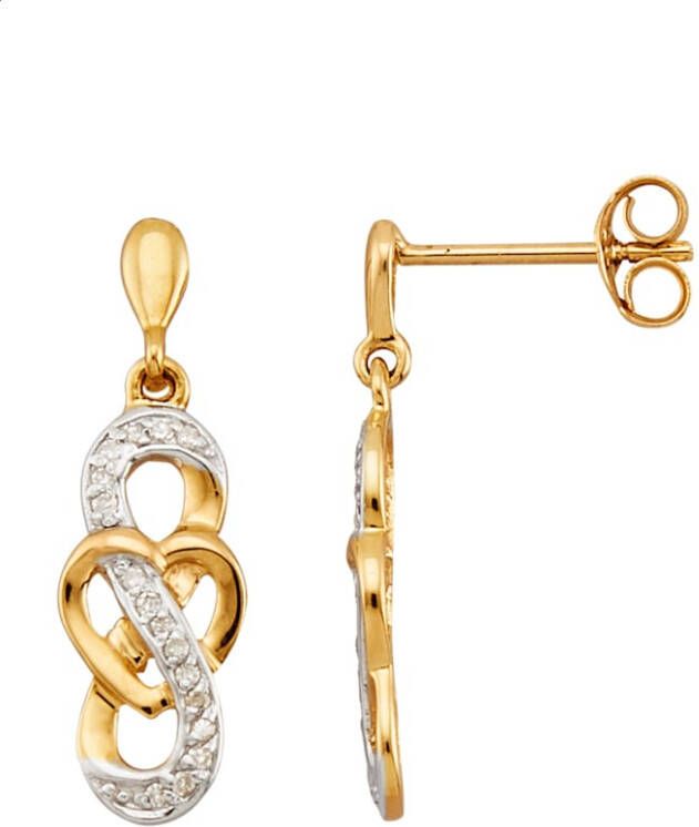 KLiNGEL Oorbellen met diamanten Geelgoudkleur