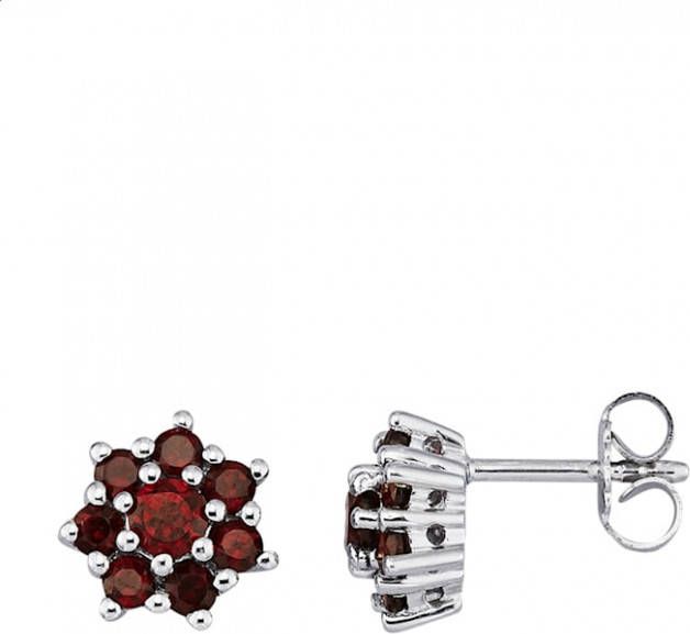 KLiNGEL Oorstekers met granaten, van echt zilver Zilverkleur